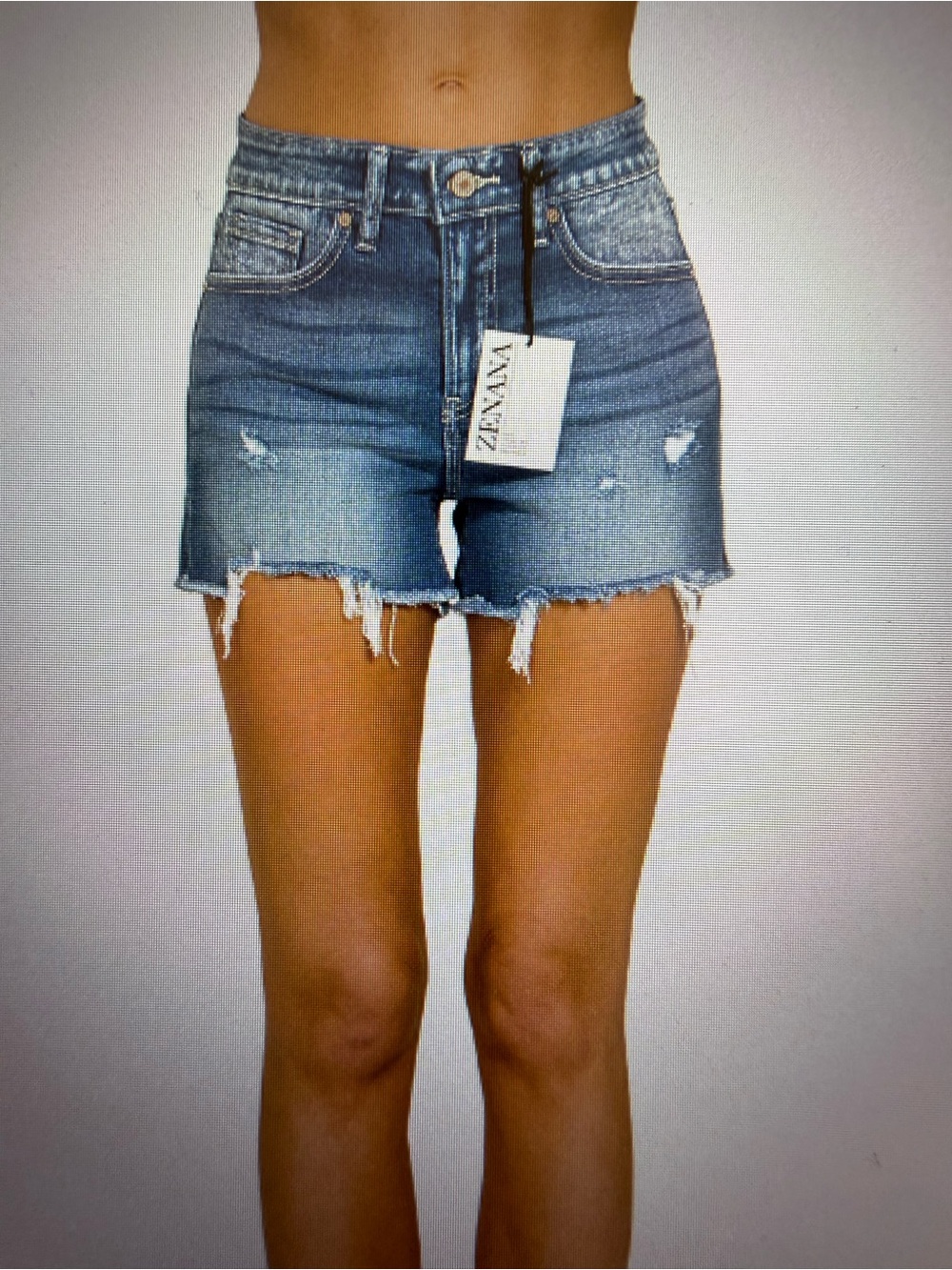 150. NWT Zenana Raw frayed hem cutoff side slit denim shorts